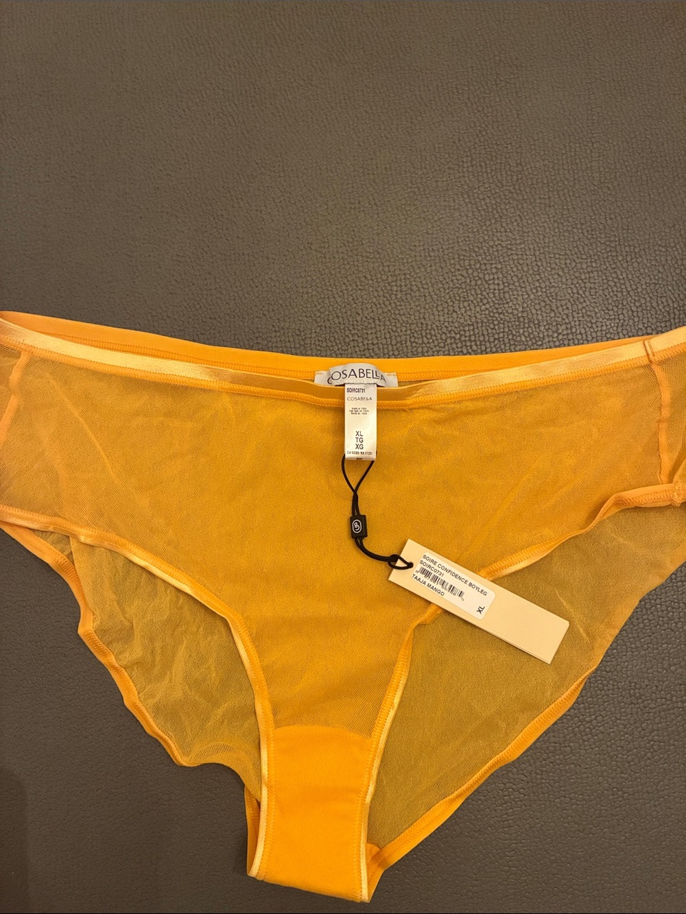 Cosabella Soire Confidence Sheer Mesh Bikini Briefs Boy Leg Taaja mango NWT XL